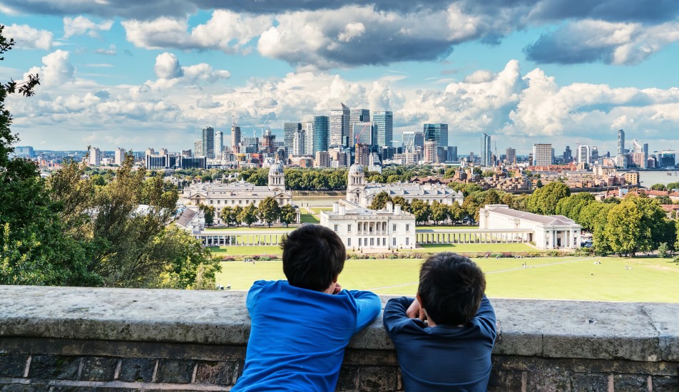 Image of Children looking over city