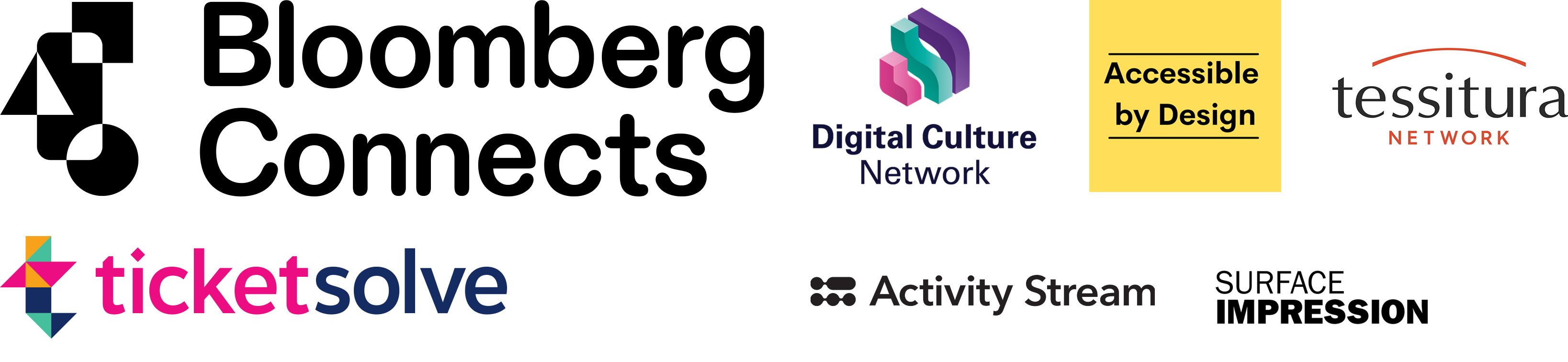 Bloomberg Connects, Ticketsolve, Digital Culture Network, Accessible by Design, Tessitura, Activity Stream, Surface Impression