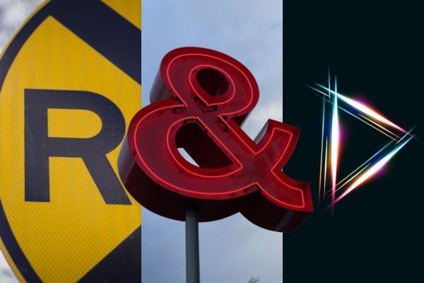 Graphics of the letter R, the ampersand and D