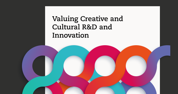 Graphic featuring the words Valuing Creative and Cultural R&D and Innovation alongside colourful interlocking circles