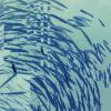 School of fish, distorted on a green blue background